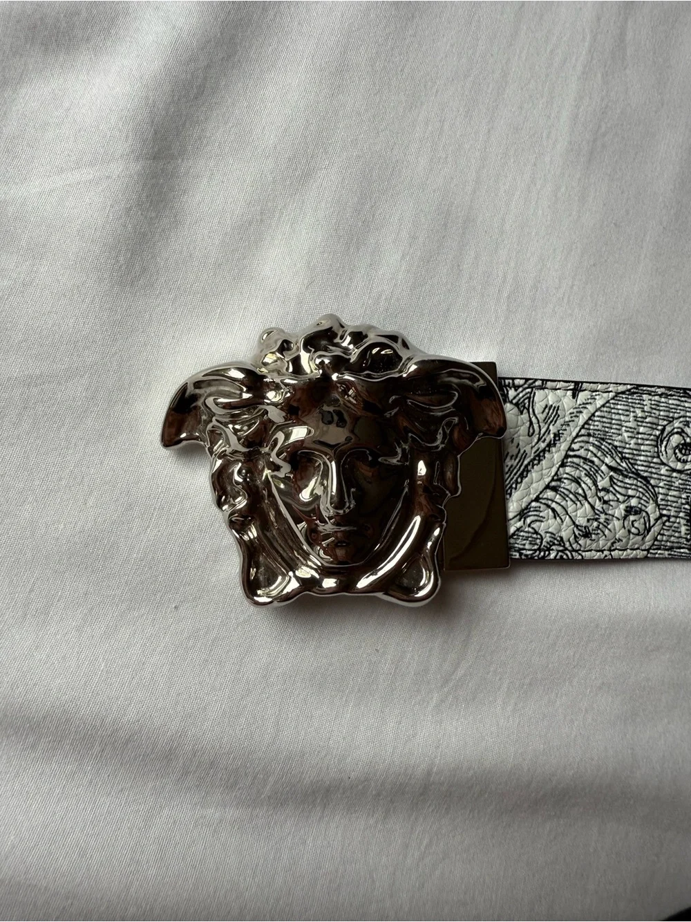 Versace Men’s Medusa Barocco Istante Reversible Belt with Silver
